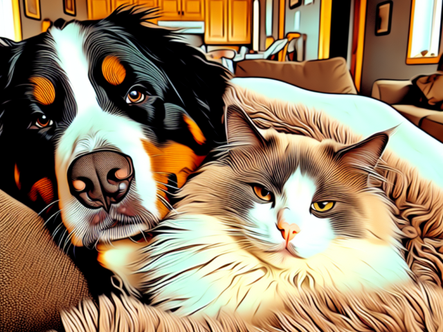 Foster Cat and Bernese Mountain Dog Share Heartwarming Snuggle Moment